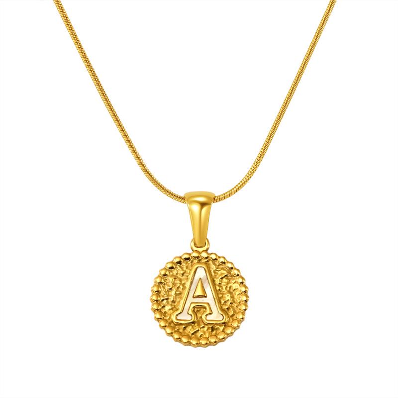 European and American Stainless Steel Letter Necklace for Women - Versatile Titanium Steel Hammered Pendant Jewelry Fashion