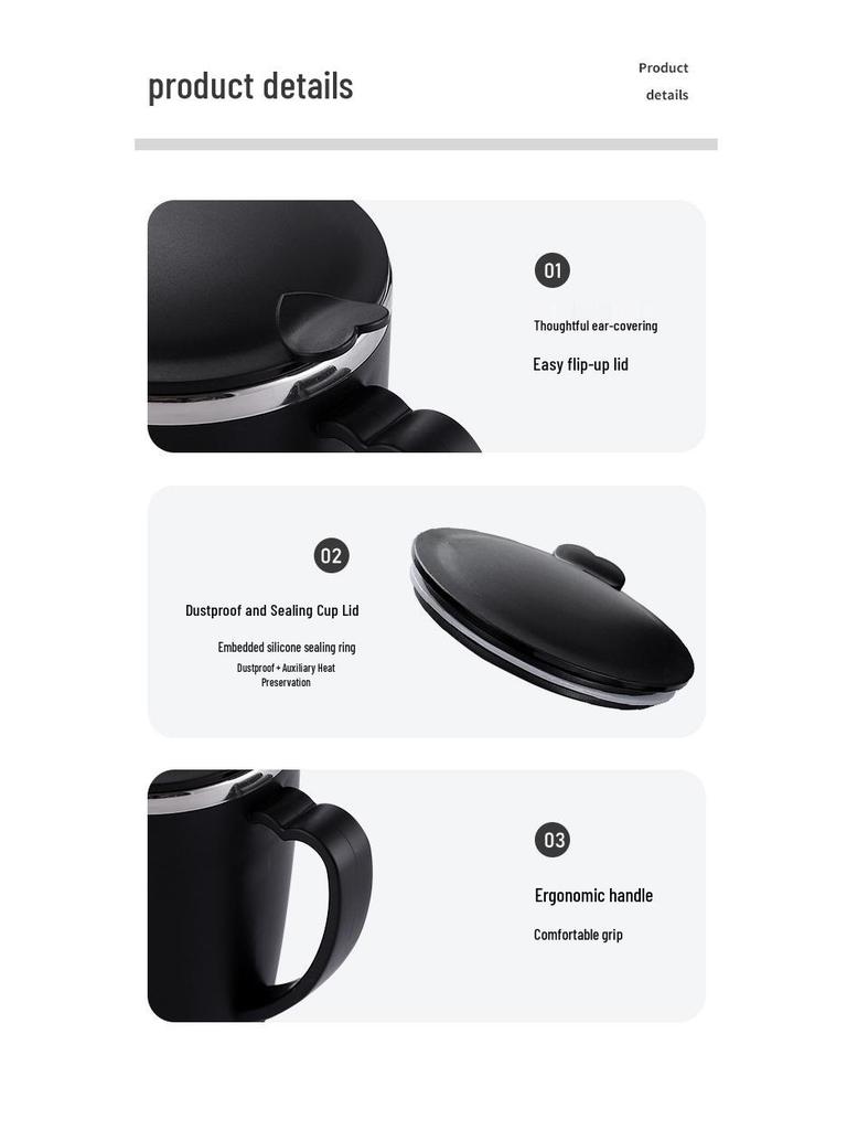 Isolierter Kaffeebecher aus 304 Edelstahl mit Deckel - Doppelschichtig, tragbar, farbiger Becher für Büro- oder Außengebrauch.