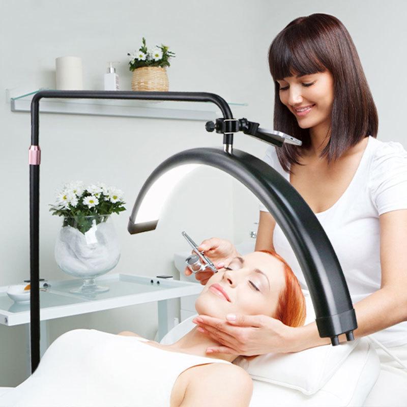 28-Inch Half-Moon Beauty Lamp for Nail, Tattoo & Eyelash Extensions - U-Shaped Eye Protection Floor Lamp