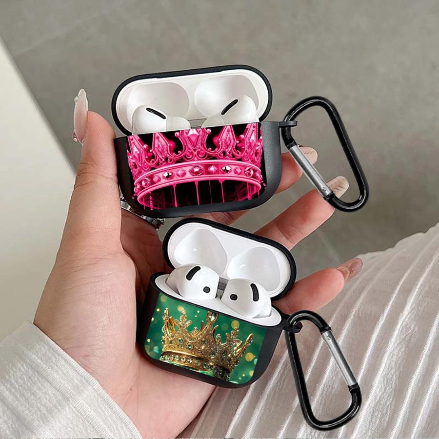 Pink Crown Case For Airpods 3 4 Pro 1 Pro2 2 Pro3 Earphone Cases Cover