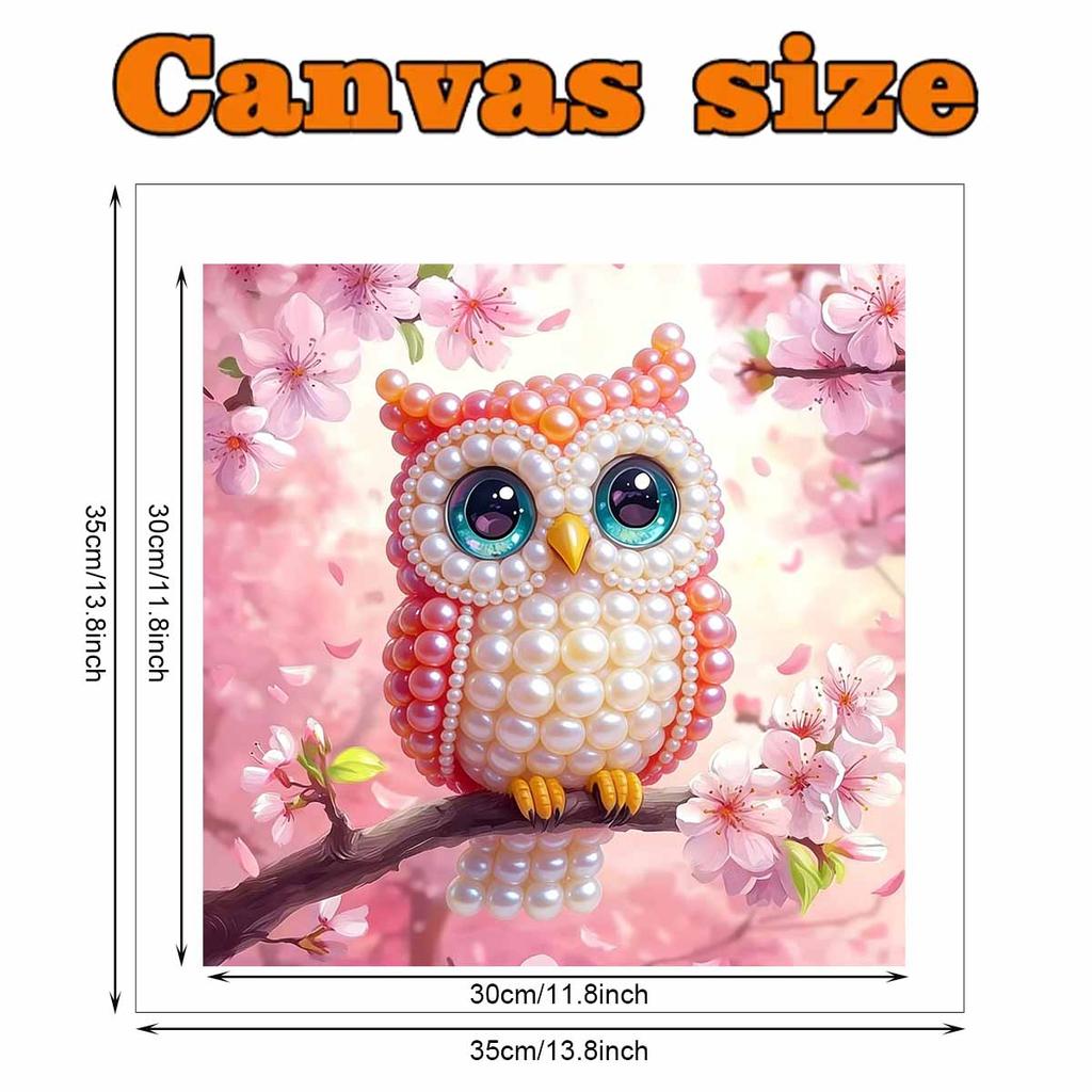 Rosa Eule Voll 5D DIY Perlen Edelstein Kunst Diamant Malerei Kits für Erwachsene/Anfänger Geschenkidee Heimdekoration 11,81x11,81 Zoll
