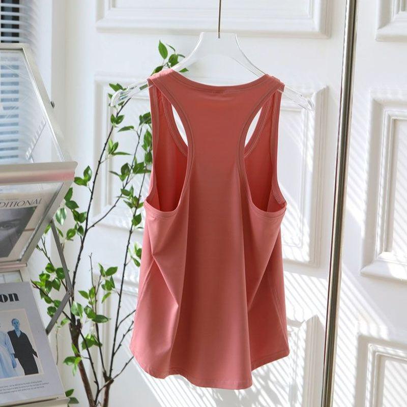 Women's Quick-Dry Sleeveless Yoga T-Shirt - Racerback, Loose, Breathable Fitness Top for Summer Running