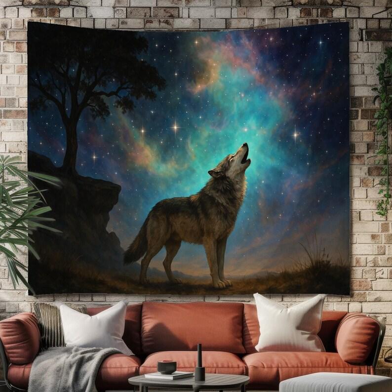 Wolf tapestry 75x100 чёрный