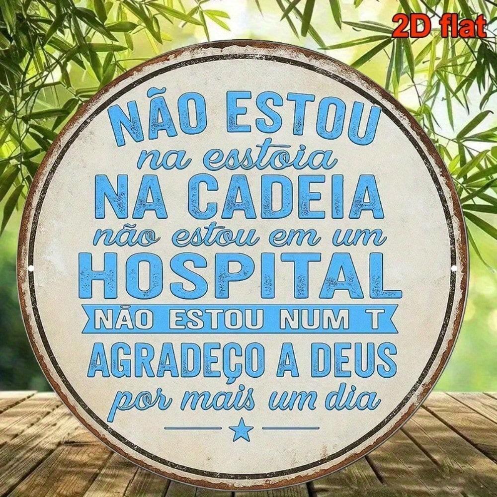 Vintage Portuguese 8x8 Inch Aluminum Sign, Thank God For Another Day Quote Wall Decor