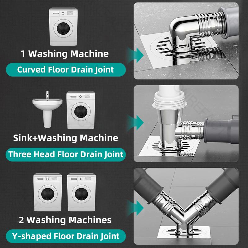 Washing Machine Drainage Pipe Floor Drain Sealing Connector Bathroom Sewer Anti Overflow Special Connector Stainless Steel