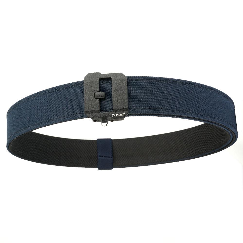 3.8 Leisure Outdoor Dual-purpose Shooting Training Men s Automatic Buckle Belt Thickened Hard Double-layer Gun-hanging 120cm темно-синий
