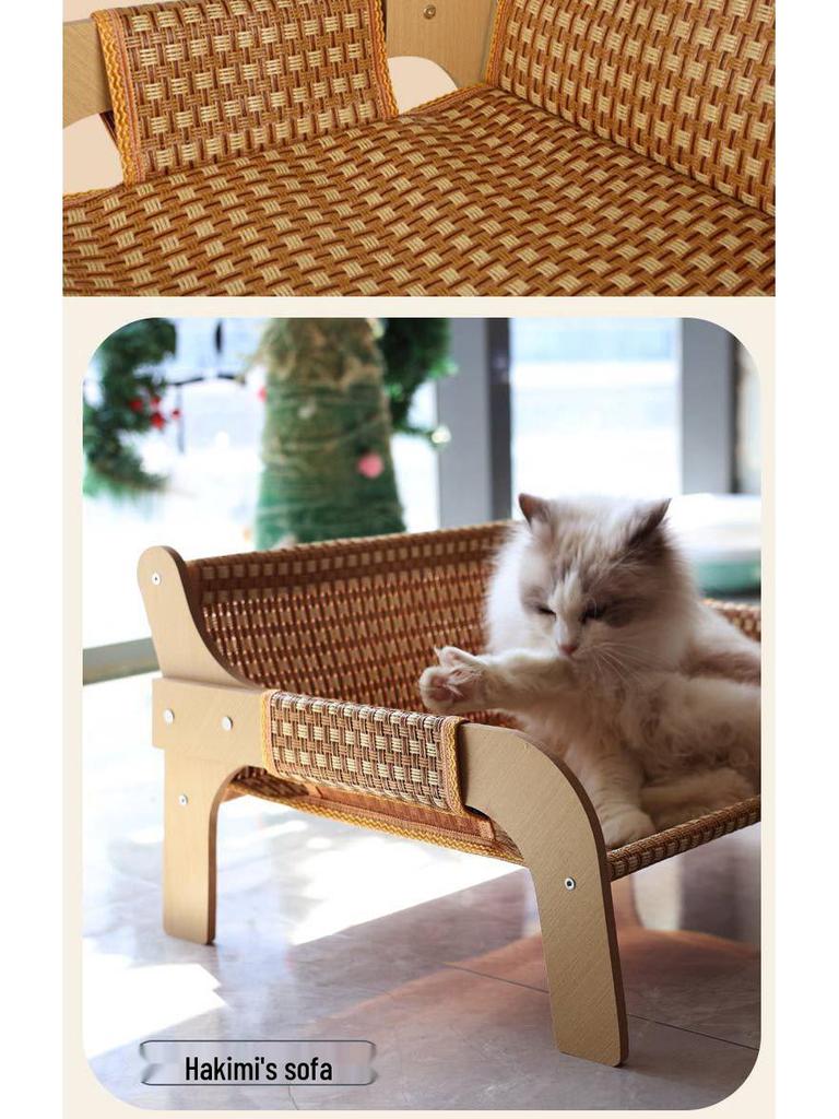 Scratch-Resistant Rattan Cat & Dog Sofa Bed