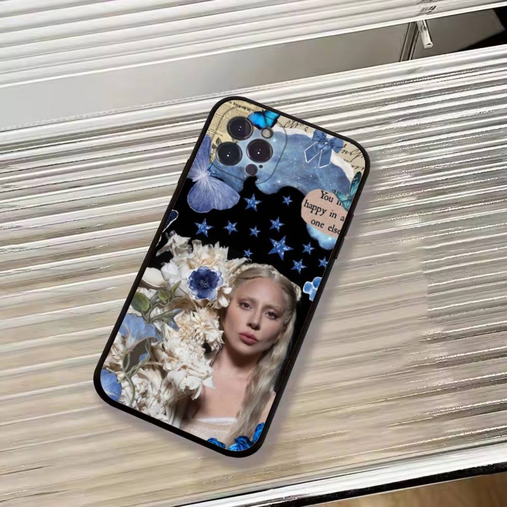 S-Singer L-Lady Gaga Phone Case For iPhone 17,16,15,14,13,12,11 Plus,Pro Max,XS,Soft Black Cover