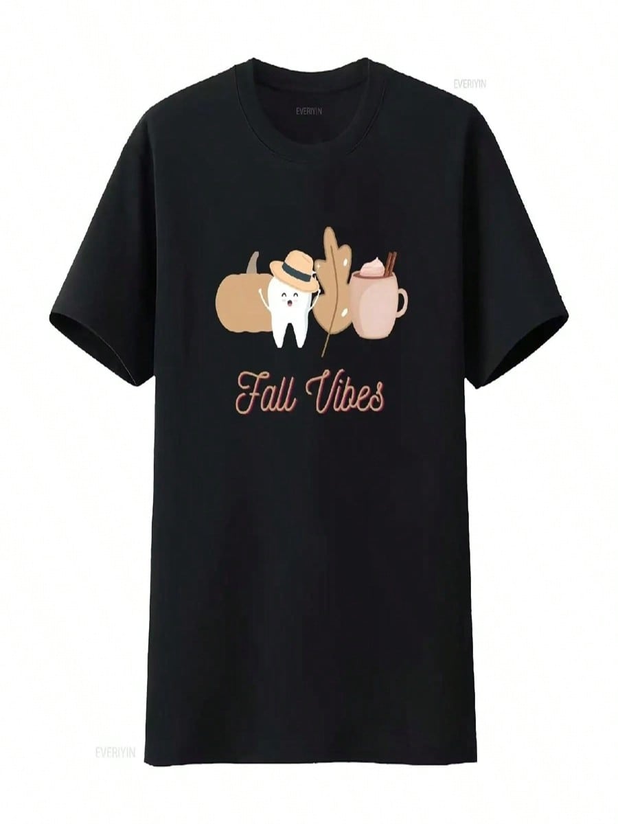 Fall Dental T Shirt Halloween Thanksgiving Hygienist Vibes Dentist Funny Vintage Washed Breathable Fashion Versatile Unisex S разноцветный