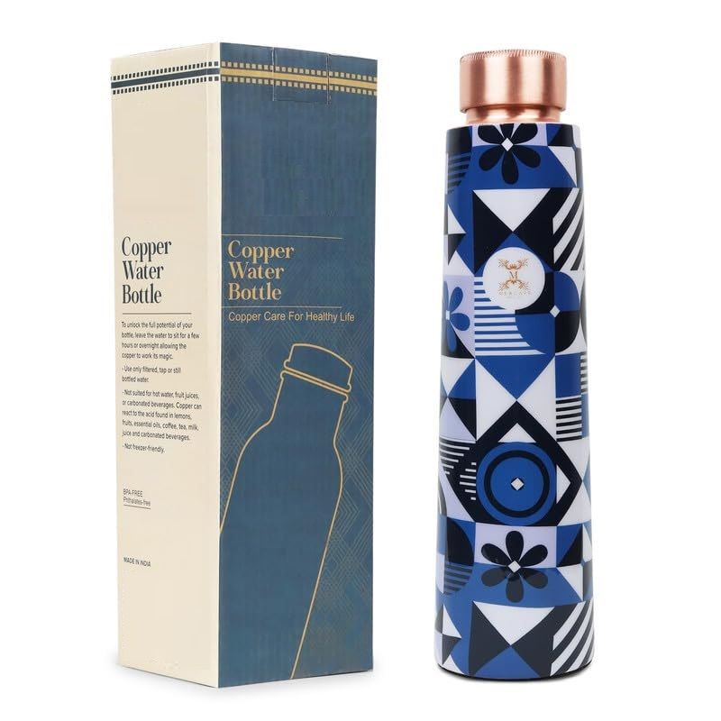 Pure Copper Water Bottle Experience The Benefits Of Pure Copper Water Bottle-Joint Less, Leak Proof (900Ml)