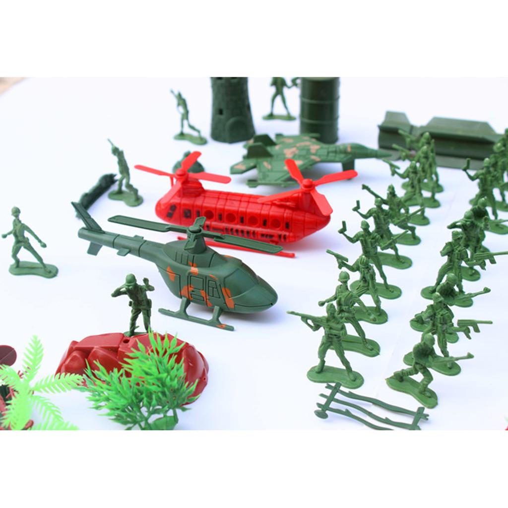 52 Pieces Military Base Playset 4cm Soldiers Army Men Accessories Playset