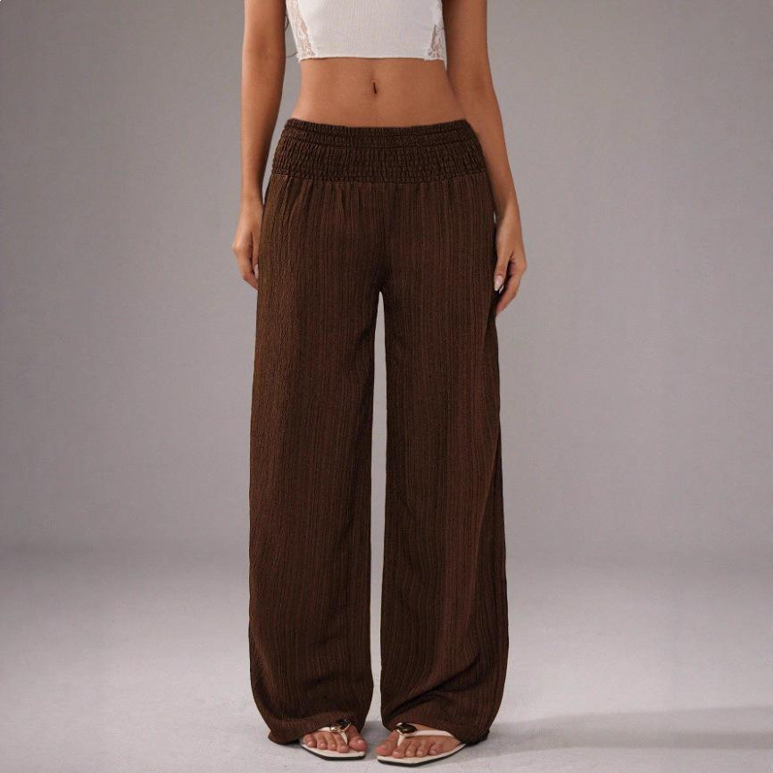 Holiday Style High Waist Wide Leg Elastic Pants