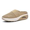 Large Size Without Heel and One Pedal, Women's Lazy Thick-soled Air Cushion Hollow Mesh Breathable Bag Head Half Drag Women's Shoes