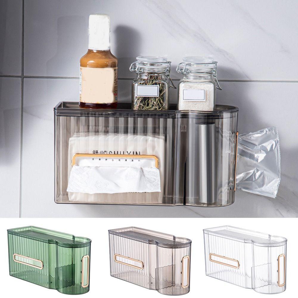 

Водонепроницаемый ящик для хранения мусорных мешков Пластиковый держатель для туалетной бумаги Простой органайзер для мусорных мешков Кухня прозрачный