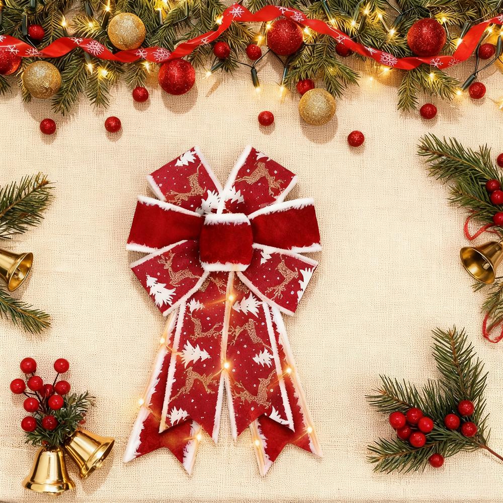 Fundițe de Crăciun pentru Coroană Fundițe de Zăpadă de Sărbători Fundițe de Catifea Roșie Fundițe pentru Pom de Crăciun pentru Ușa din Față Decorațiuni de Anul Nou