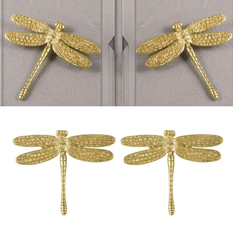 2 sady Kuchyňského kování Mosazné vážky Rukojeť pro zásuvky Snadné uchopení Instalace Vintage Domov Vylepšený