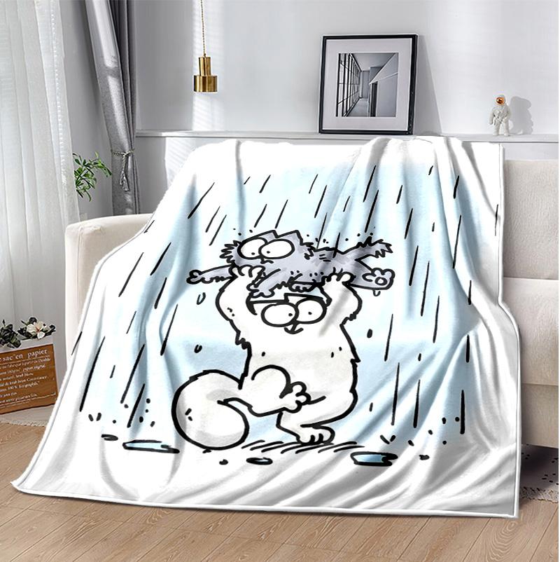 Simon's Cat Flanelldecke Weich Warm Ganzjahresdecke, Design für Camping, Autoreisen, Wandern Sofa, Bett, Büro Perfektes Geschenk für Partys