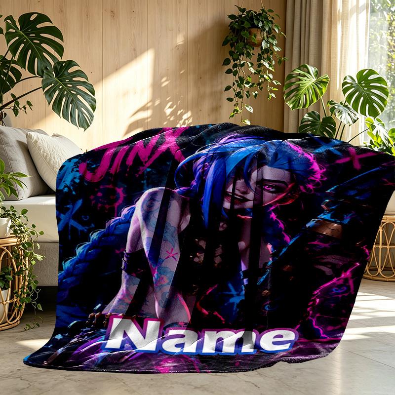 Custom Name Personalized Jinx Print Blanket, Home Decor, Bedroom, Sofa, Camping, Couch, Gifts for Birthday ChristmasEnthusiasts