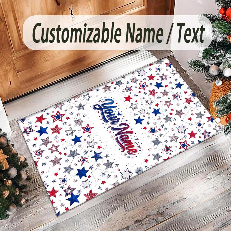 Space Cosmic Theme Crystal Velvet Rug Personalized Custom Name Text Soft Floor Mat Home Decor