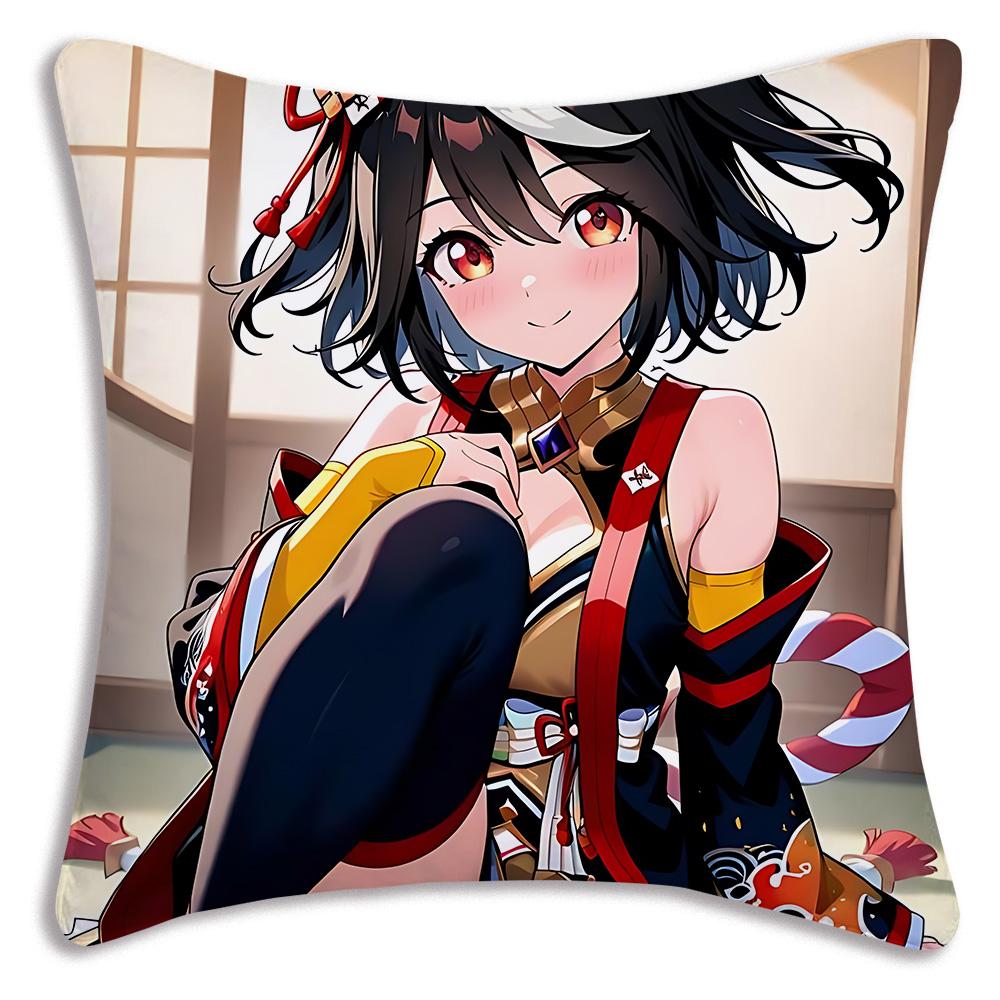 Anime Uma M-Musume Pretty Derby Pillow Covers Cartoon Sofa Decorative Home Double-sided Printing Short Plush Cute Cushion Cover