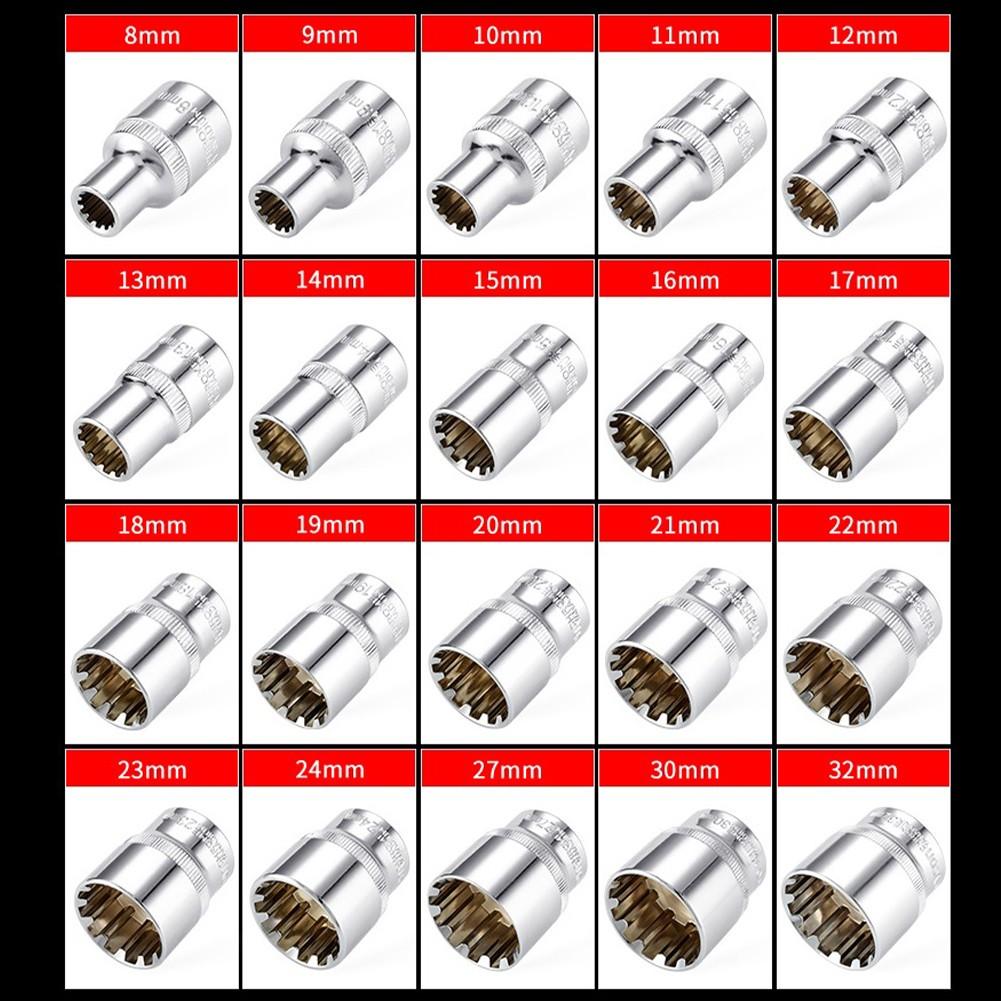 Kurzer Innensechskantkopf, 8–32 mm, verchromt, Chrom-Vanadium-Stahl