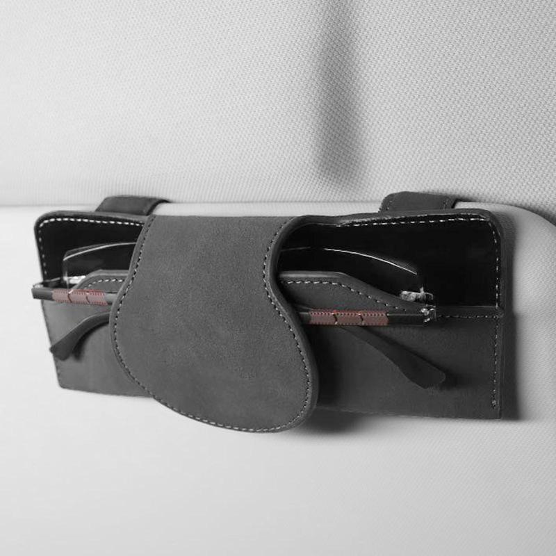 

Car Sun Visor Organizer Suede Material Magnetic Back Clip Sunglasses Storage Case Multi Pocket Holder for Auto and Truck