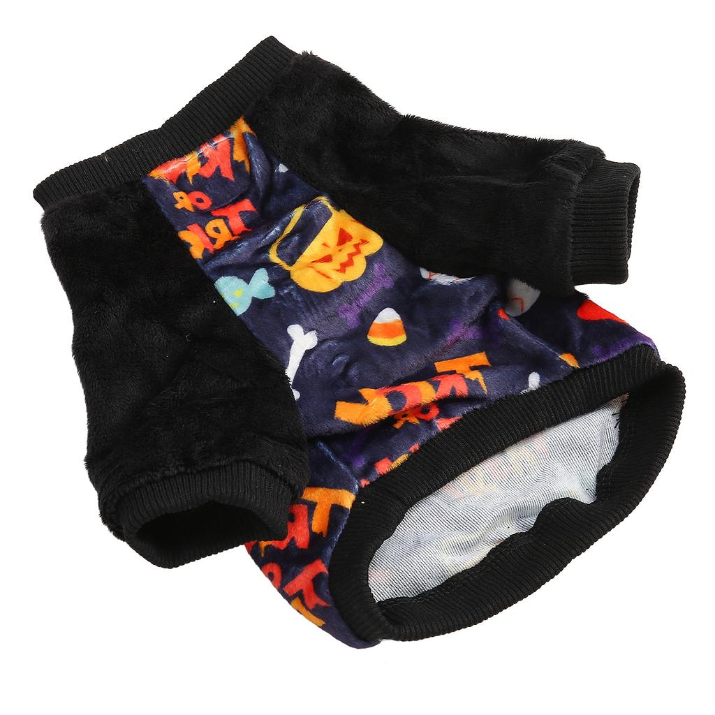 Halloween Dog Shirt Soft Plush Interesting Pumpkin Pattern Strong Elasticity Halloween Dog Apparel f