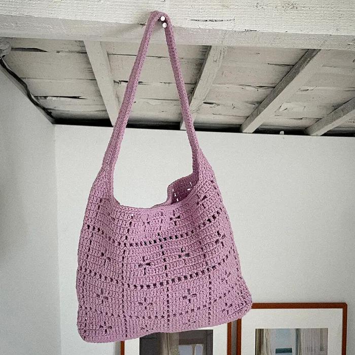 No.07 / Lily Bag _ Faded Pink (Lily Shoulder Bag, Crochet Bag, Knit Bag)