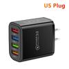 4-Port USB Mobile & Tablet Charger 3A - US/EU Standards, Multi-Color