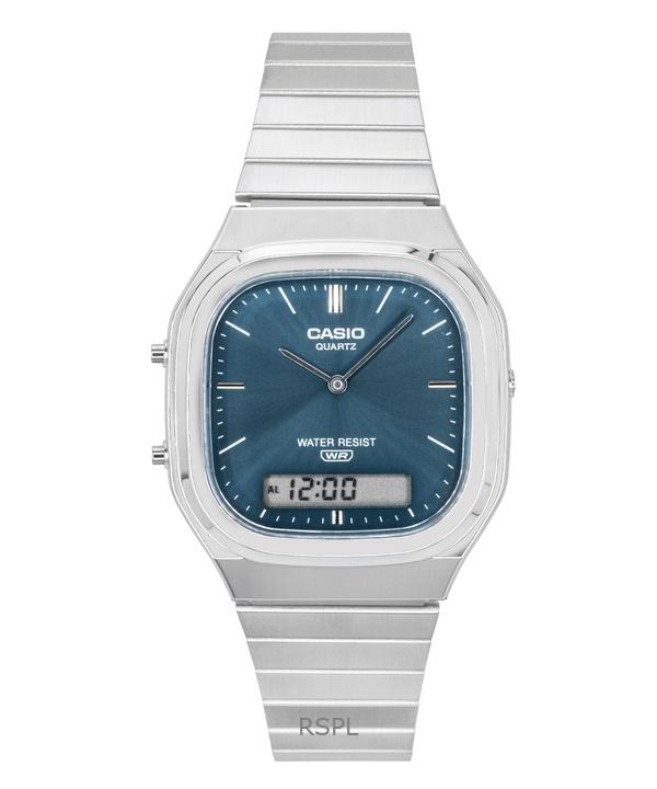 Casio Vintage Analog Digital Stainless Steel Sky Blue Dial Quartz AQ-240E-3A Unisex Watch