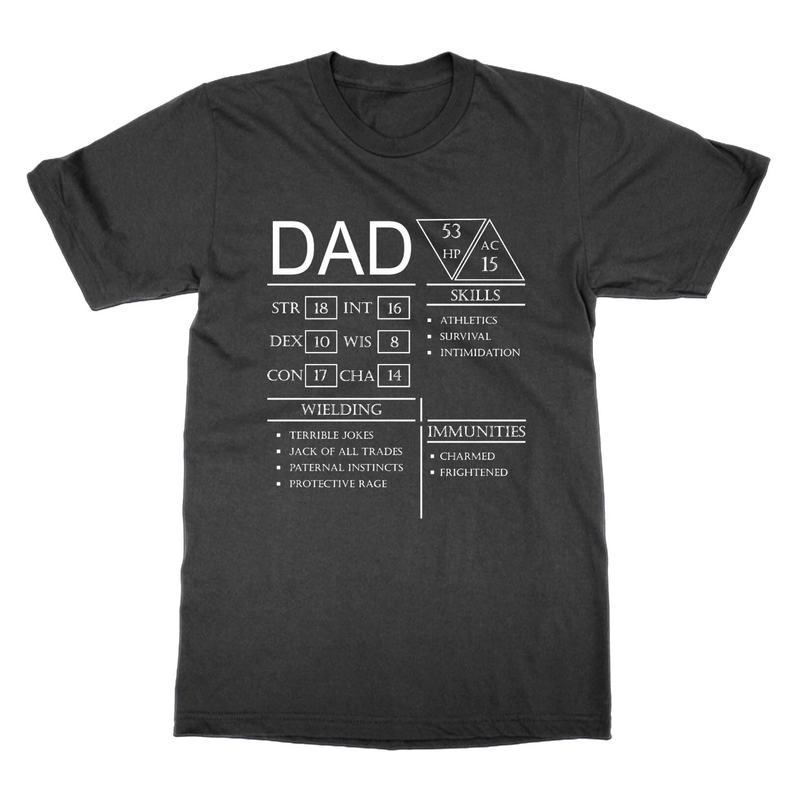 Papa Donjons Dragons Personnages Feuille T-Shirt Fête des Pères Cadeau Dnd RPG S