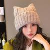 Cartoon Knitted Hat for Women Korean Style Solid Color Fashionable Versatile Wool Hat Outdoor Windproof and Warm Pull Out Hat for Men