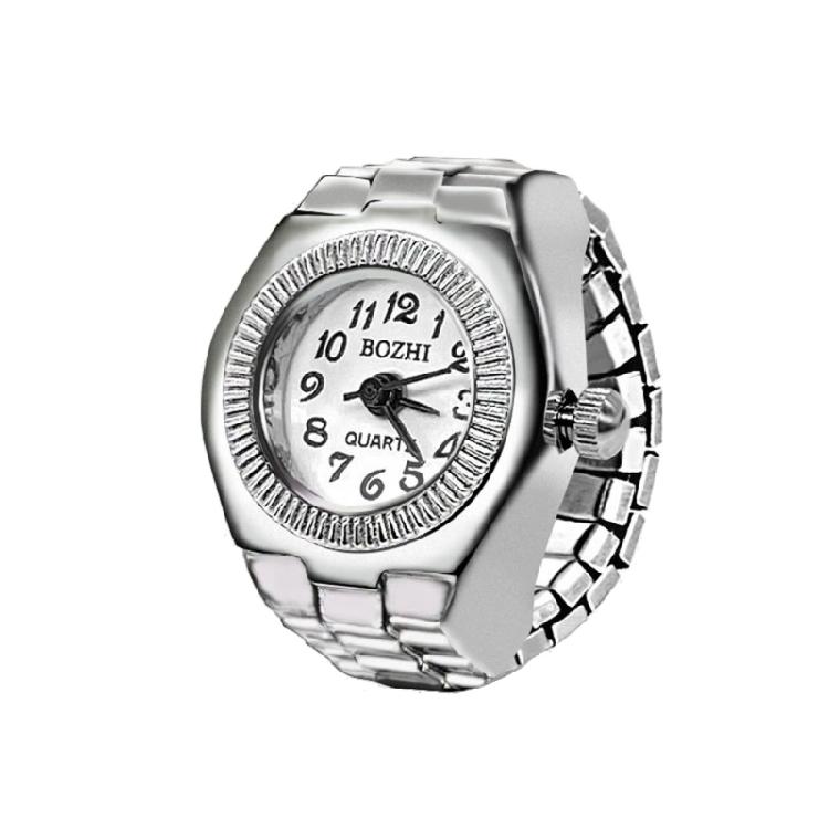 

Mini Alloy Ring Watch Analog Quartz Watch Arabic Numerals Dial Elastic Band
