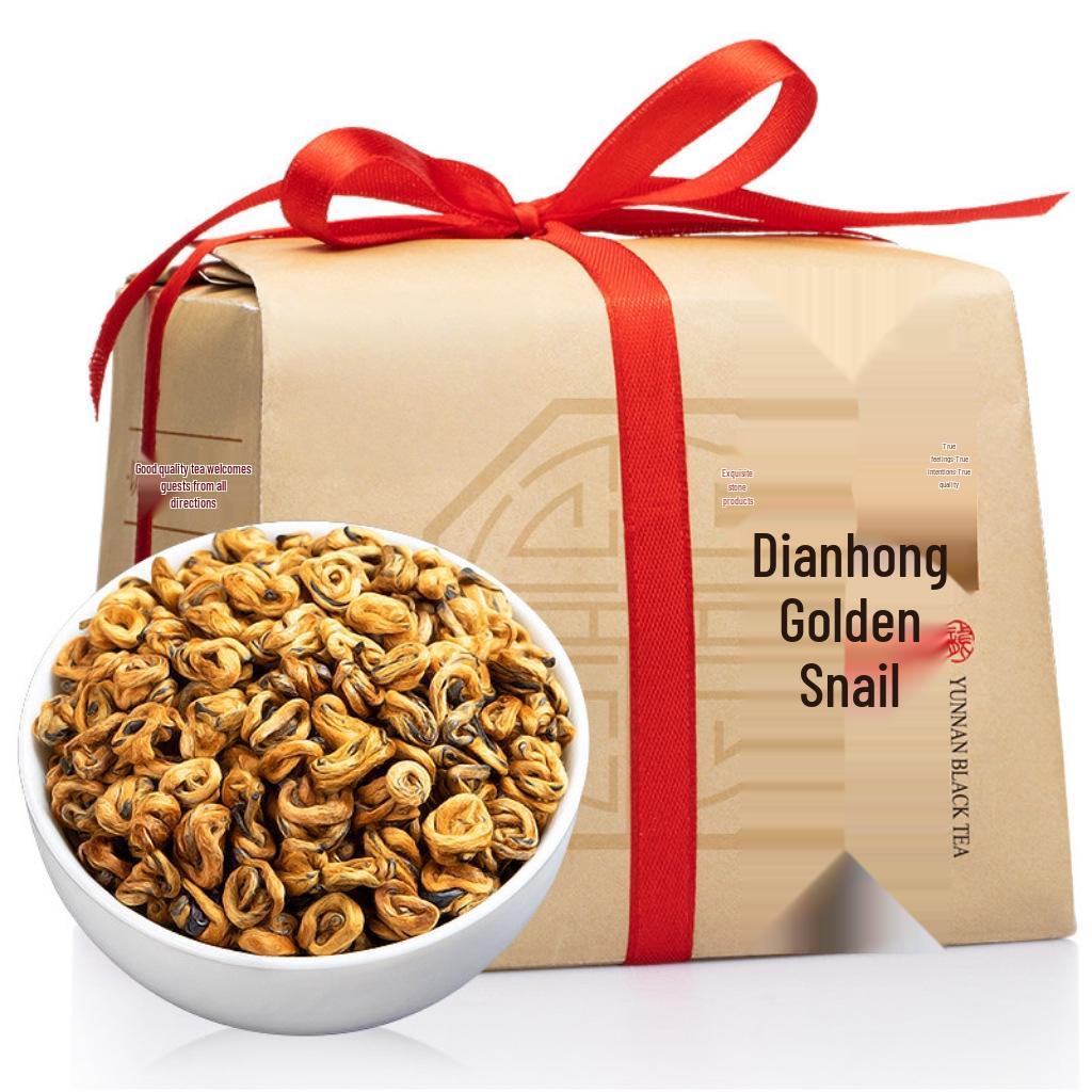 Authentic Dianhong Golden Snail Yunnan Black Tea, Special Grade, Rich Aroma, Ancient Tree Blend, Gift Box 500g