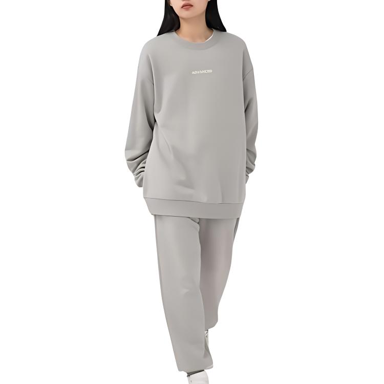 Anta Sports Lifestyle Series Solid Color Thickened Warm Round Neck Pullover Long Sleeve Sweatshirt Unisex Sweatshirt Mushroom-Gray 172231760R-2