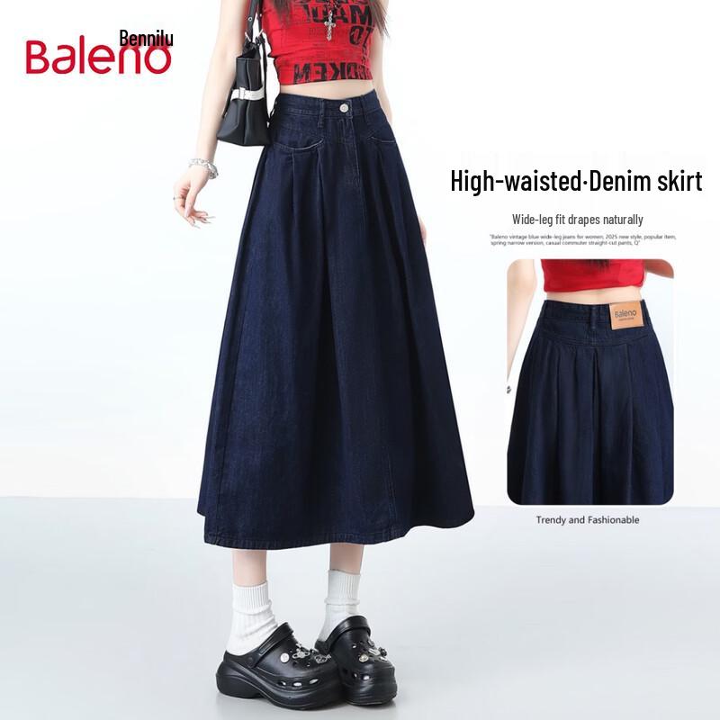 Baleno Women s Washed Denim A-Line Skirt XS
