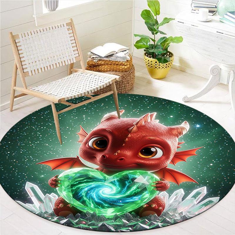 LovingDragon Runder Teppich, Teppich für Wohnzimmer Schlafzimmer Sofa Spielzimmer Dekoration, Rutschfeste Bodenmatte