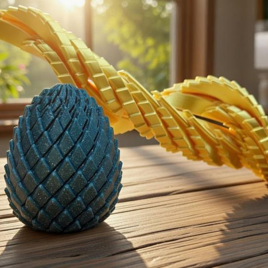 Twist Fidget Dragon Egg Figurine 3D Printed Spiral Dragon Egg Toy Rotating Fidget Puzzle Toy for Stress Relief Easter Basket Stuffers