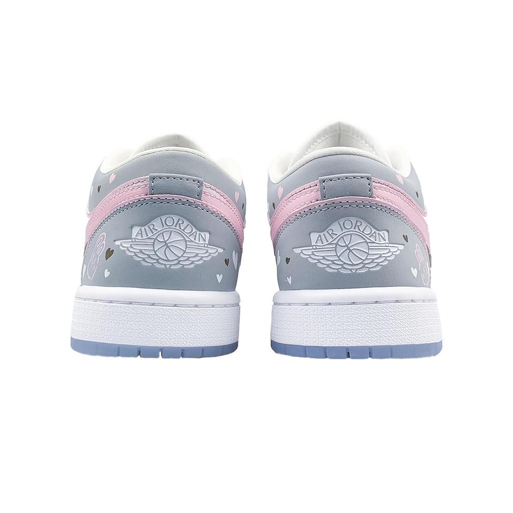Jordan Air Jordan 1 Low top Vintage Basketball Shoes Women's Gray Pink White DC0774-105(Team652-AJ)