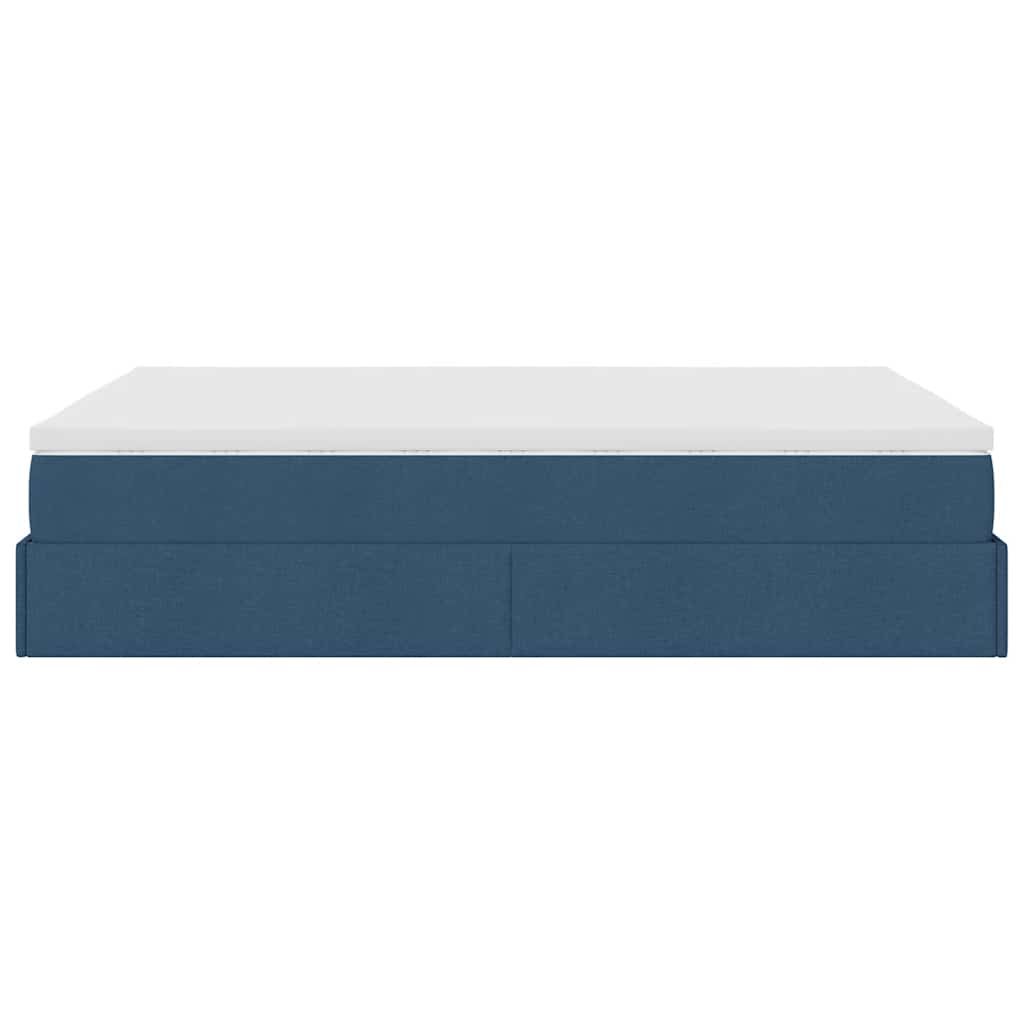 Ottoman Bed with Mattress Blue 140x200 cm Fabric