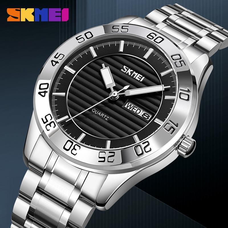 Men's Watch Fashion Watch Solid Steel Strap Watch Calendar Men's Watch Business Quartz Watch Waterproof