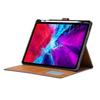New For Ipad Pro 12.9 2022/2021/2020 Calf Texture Double Fold Clasp Horizontal Flip Leather Tablet Case With Photo Frame & Holder & Card Slots & Walle