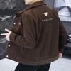Men's 2024 Korean Style Corduroy Jacket - Velvet-Lined, Thick, Lapel Design for Autumn and Winter