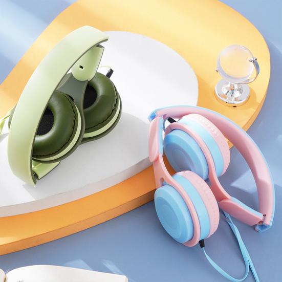 Children Wired Headphone Mega Bass HD-compatible Stereo Surround Call High Performance Folding Student