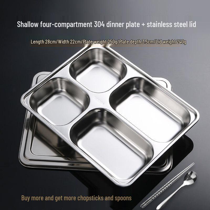 

Stainless Steel Divided Lunch Tray with Lid