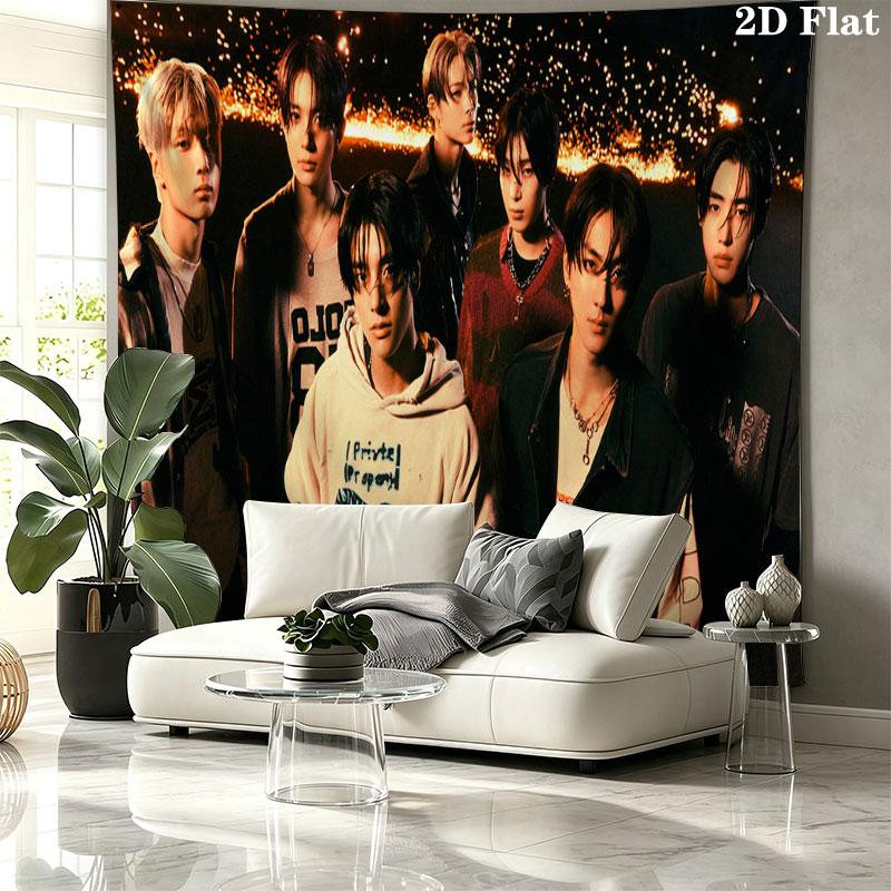 ENHYPEN Wall tapestry, aesthetic printed fabric blanket, suitable for bedroom, living room, and home decor.