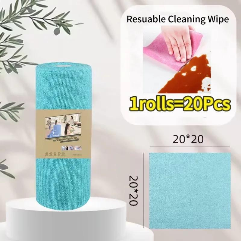 

Kitchen Cloth Reusable Cleaning Erase Household Kitchen Cloth Towel Roll Rag Cleaning Tissue Replacement 1 Roll 20 Pieces 20 in a roll синий