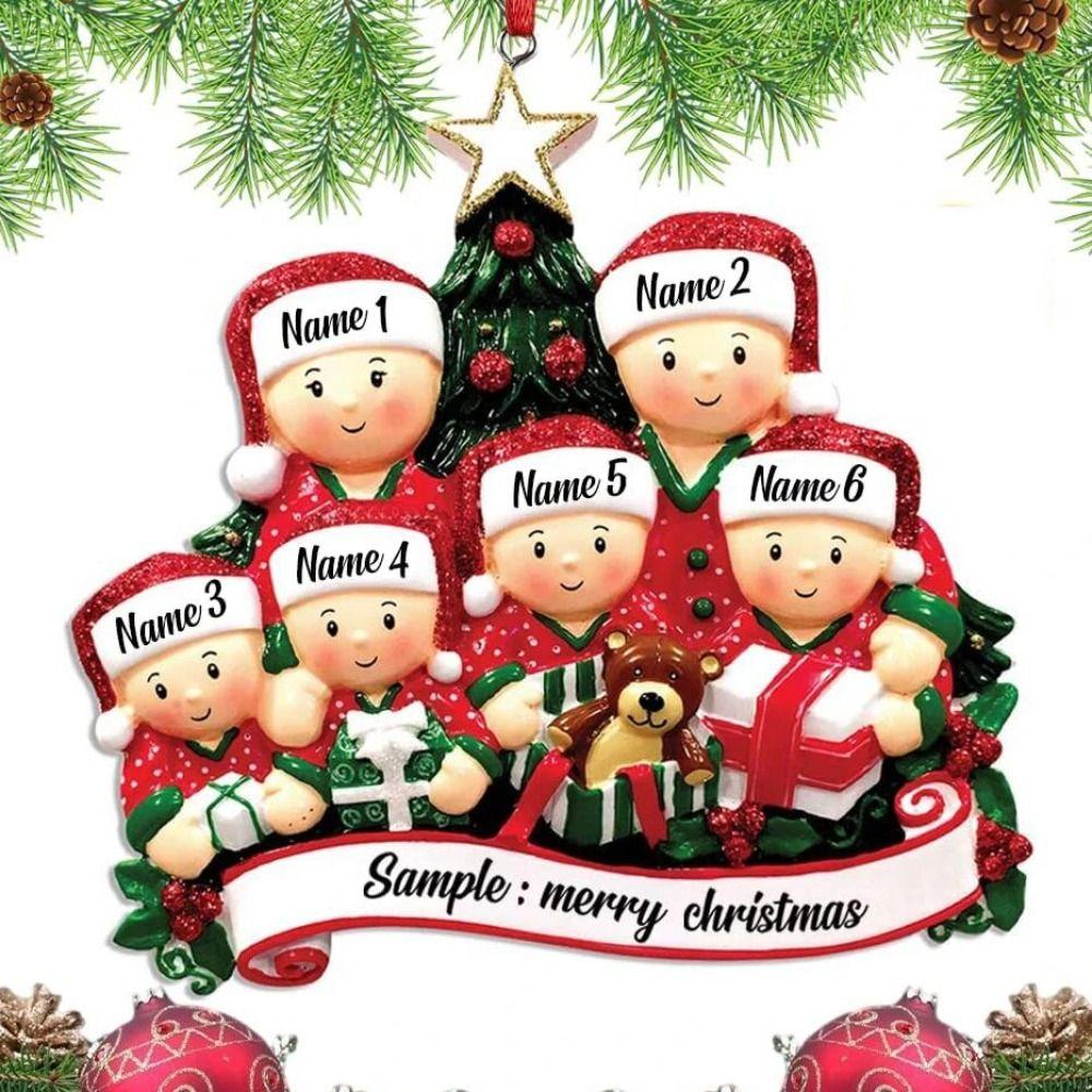Cute Christmas Family Ornament DIY Christmas Tree Hanging Ornament Snowman Flat Pendant New Year