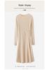 Women's Cashmere Knit A-Line Dress - Mid-Length, Round Neck, Over-the-Knee, 100% Pure, Casual and Versatile