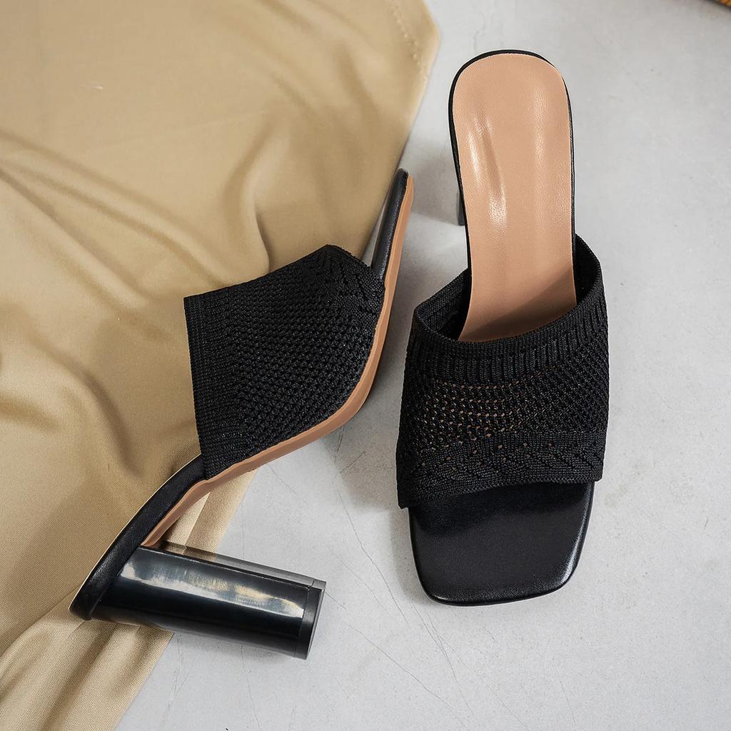 Women High-heeled Sandals Summer Breathable Canvas Sandal Fashion High Heel Slippers for Women Designer Thick High-heels Sandals